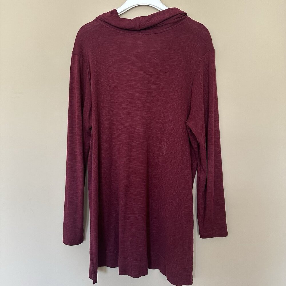 J Jill 100% Pima Cotton Cowl Neck Tunic Top Women L Red Maroon Minimalist Luxur - Picture 5 of 6